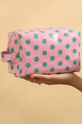 Light Pink Durable PVC Polka Dot Makeup Bag