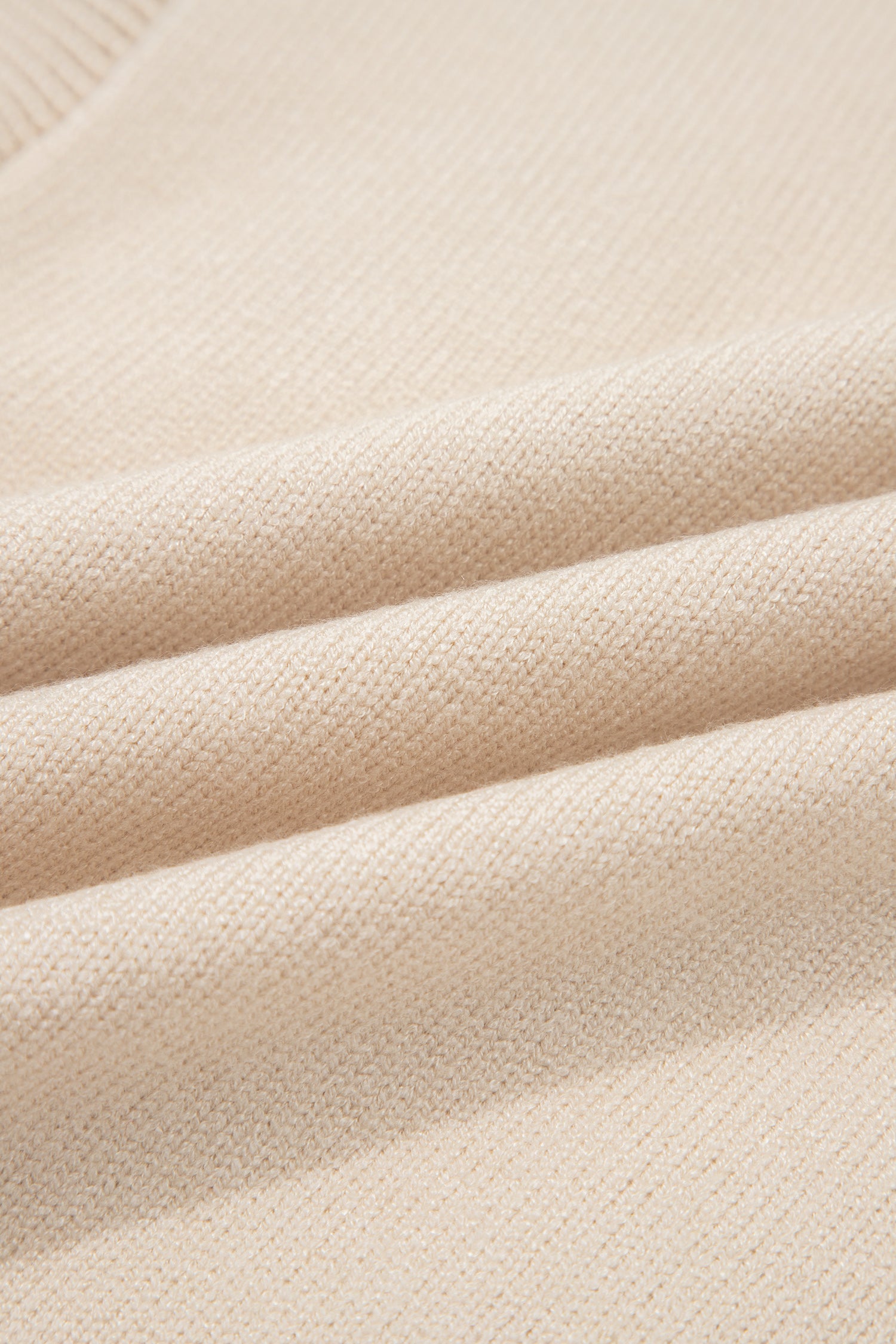 Parchment Corded Horseshoes Ribbed Trim Mock Neck Short Sleeve Sweater