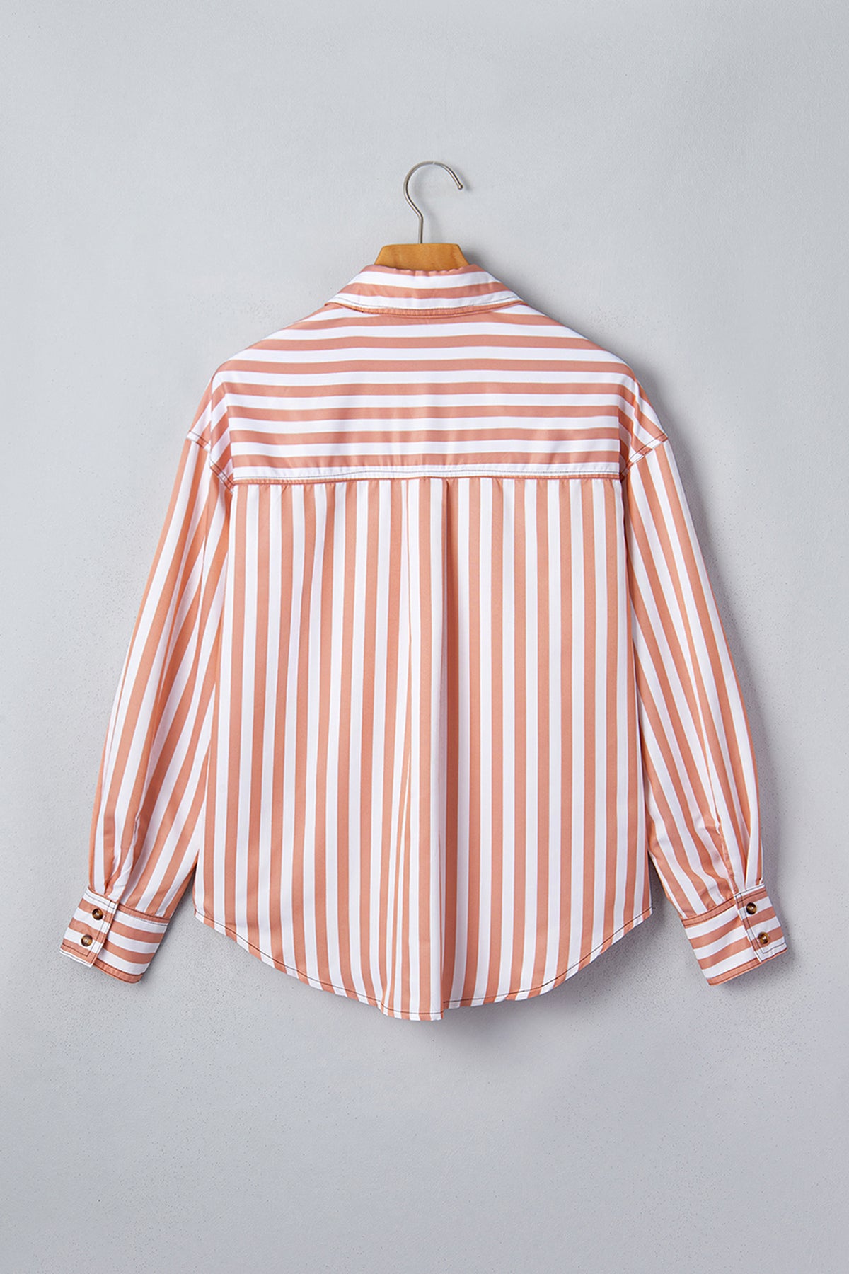 Brown Stripe Western Button Down Long Sleeve Casual Shirt