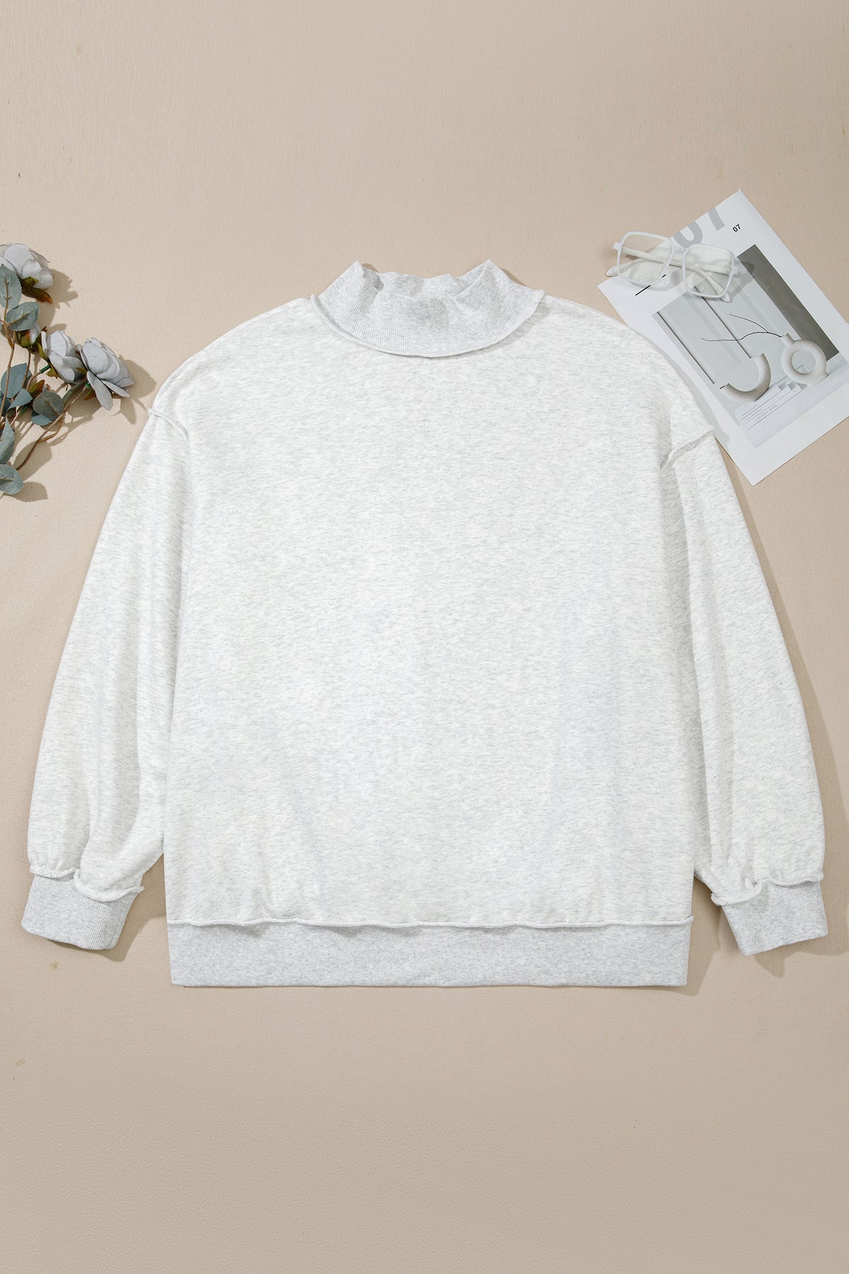 Light Grey Exposed Seam Detail Reversible Double Wear Plus Size Sweatshirt