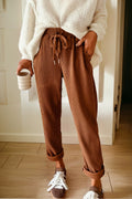 Dearlove Chestnut Drawstring Elastic Waist Casual Corduroy Pants