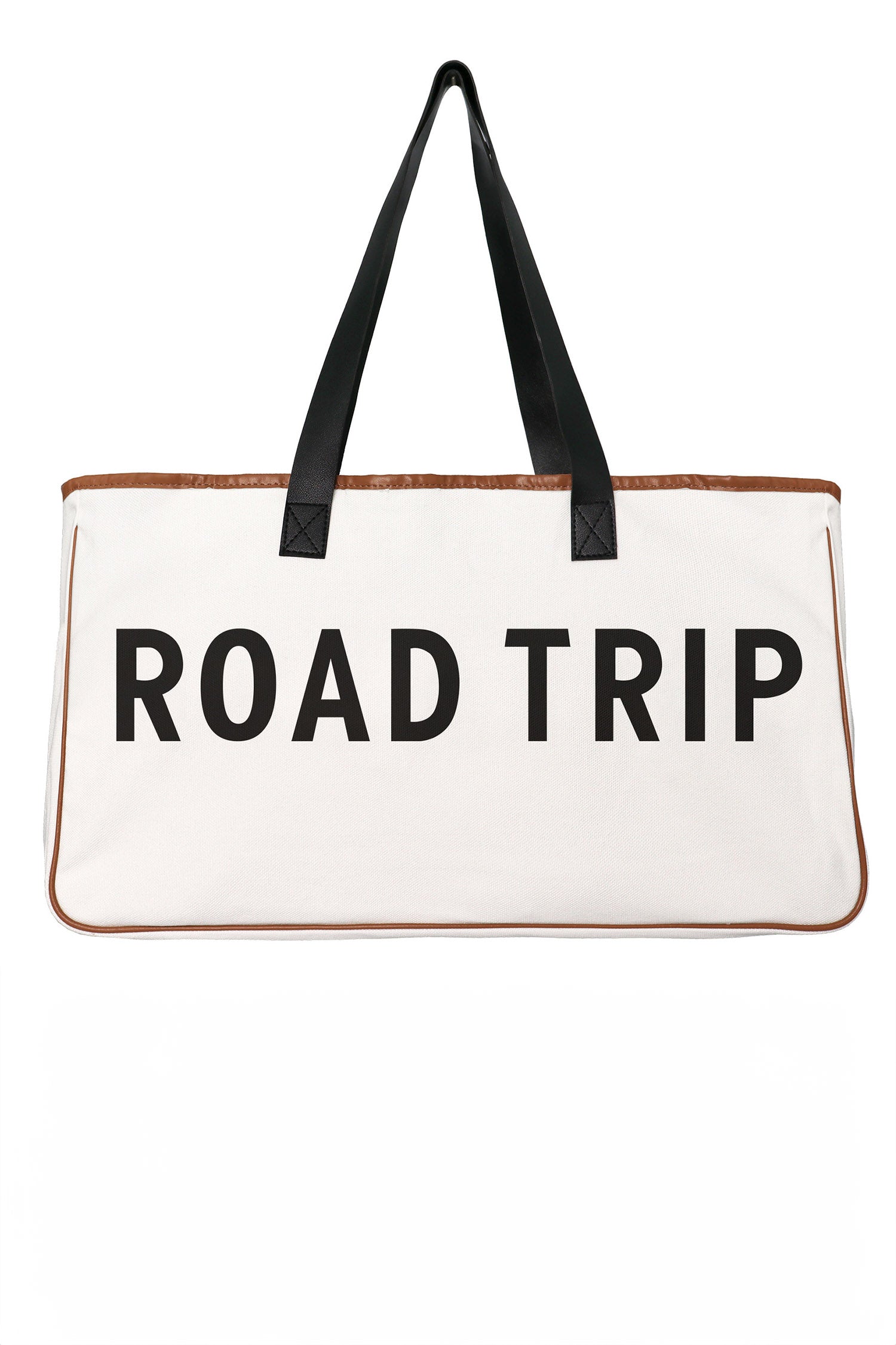 White Canvas Road Trip Tote Bag 50x15x30cm Summer Travel Carryall