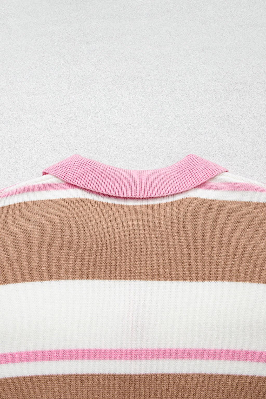 Pink Stripe Striped Colorblock V Neck Long Sleeve Tunic Sweater