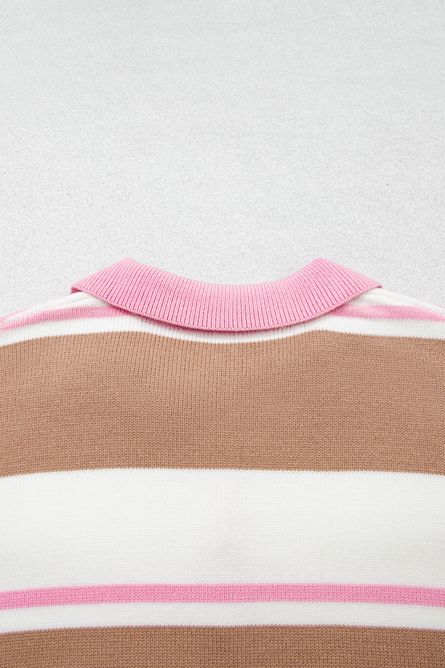 Pink Stripe Striped Colorblock V Neck Long Sleeve Tunic Sweater