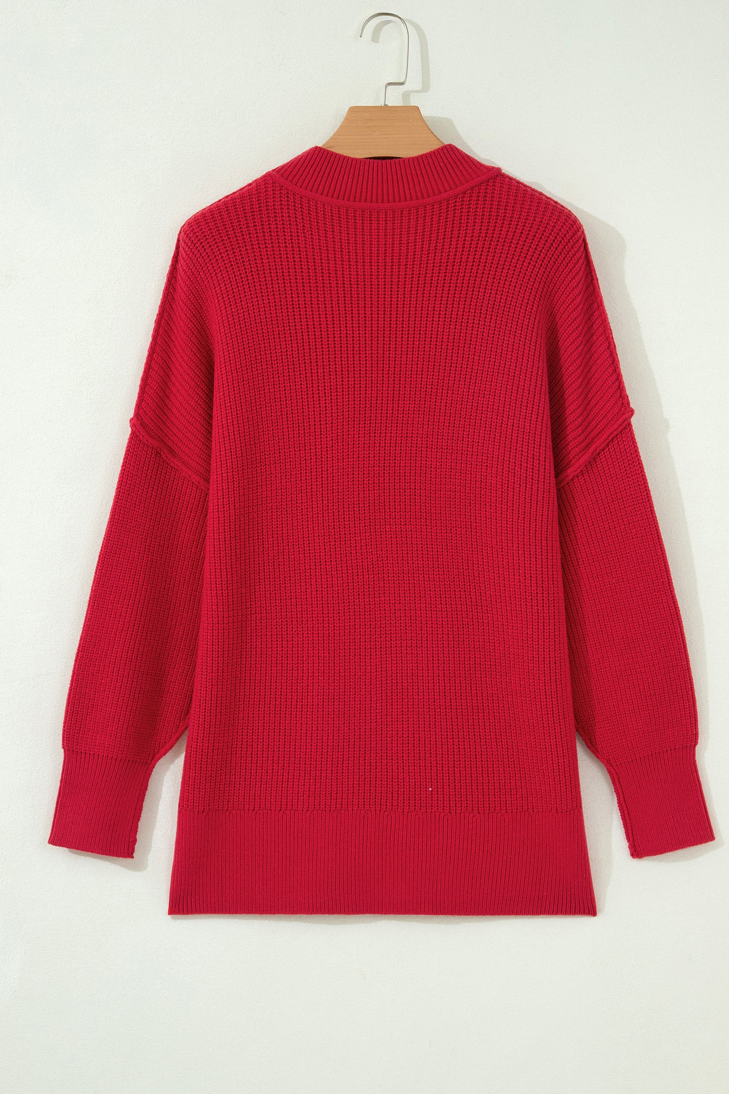 Chestnut Solid Color Mock Neck Oversized Tunic Sweater