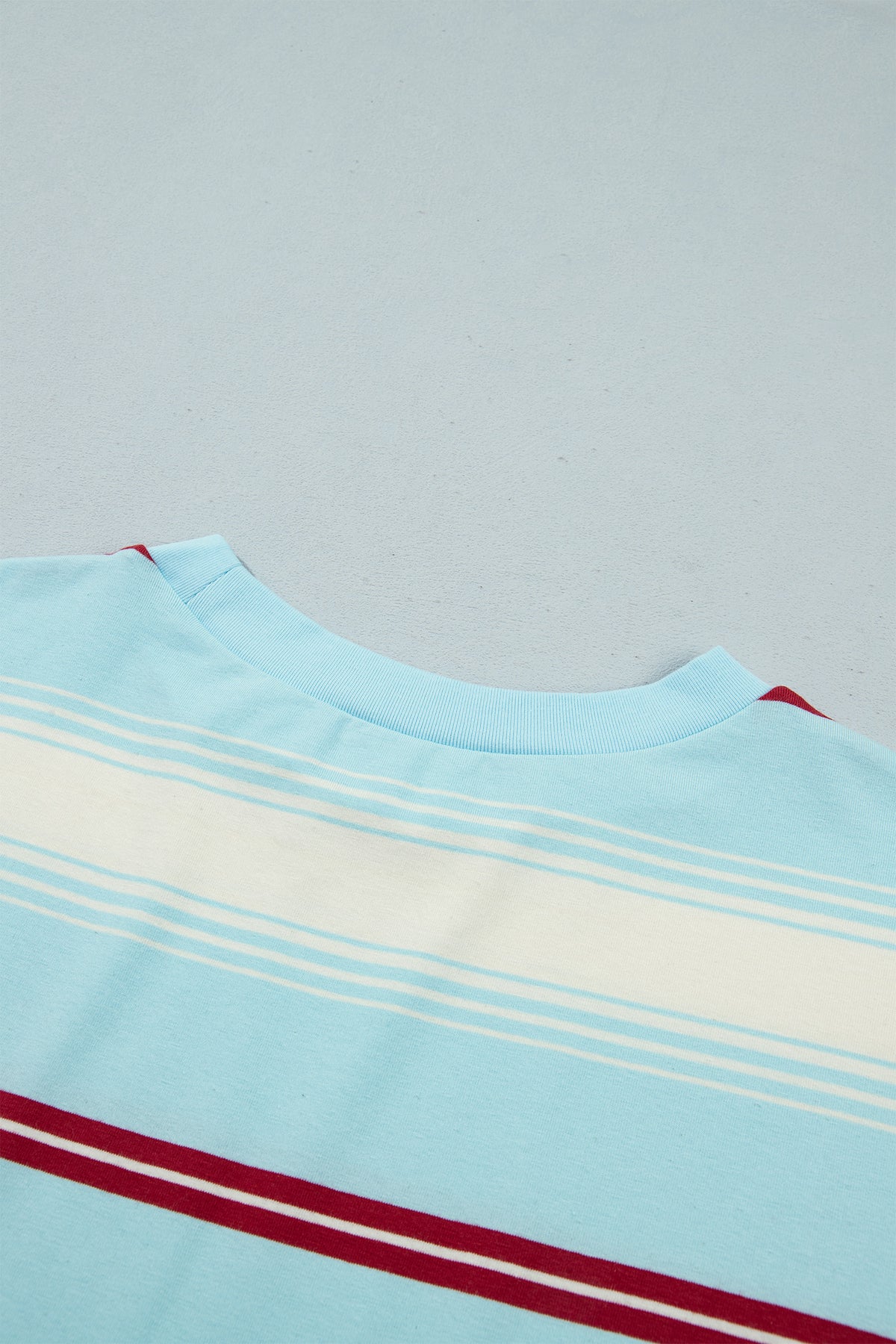 Sky Blue Stripe Casual Striped Patchwork Long Sleeve Loose Pullover Top