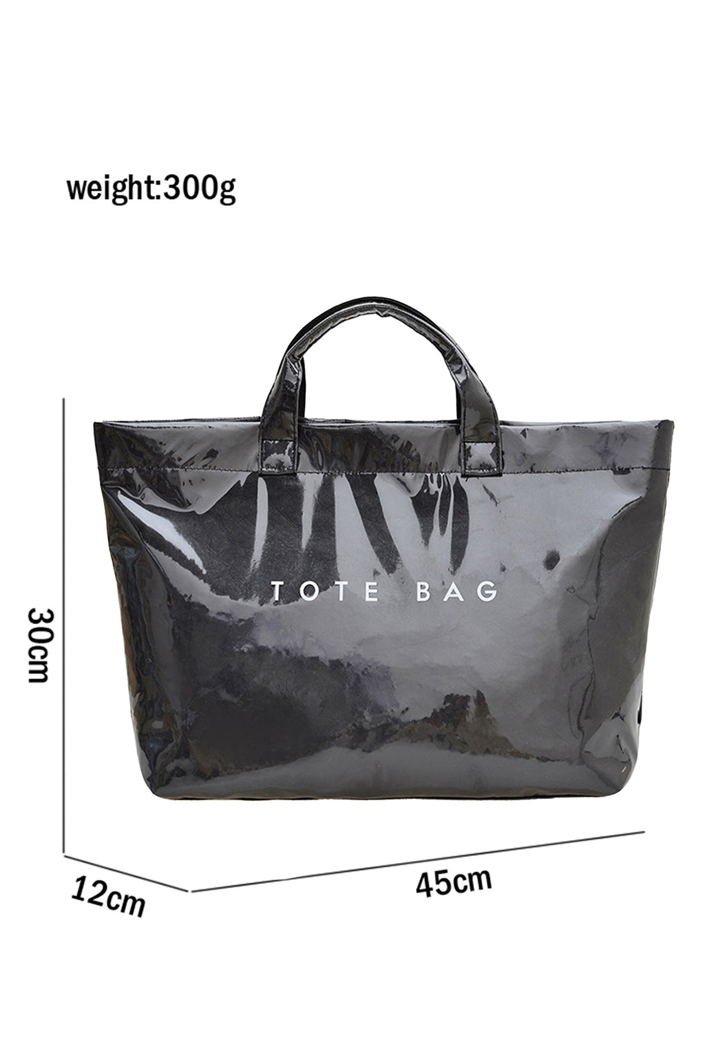 Black white Checkered Glossy PU Leather Tote Bag