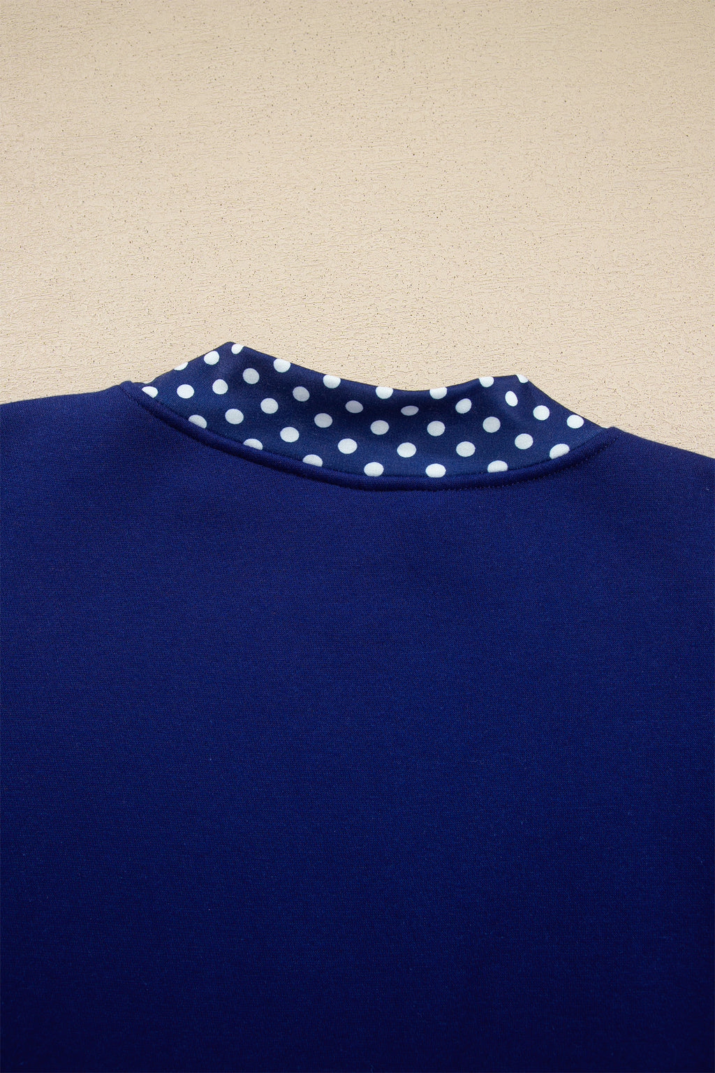 Dark Blue Colorblock Polka Dot Contrast Trim Oversized Sweatshirt