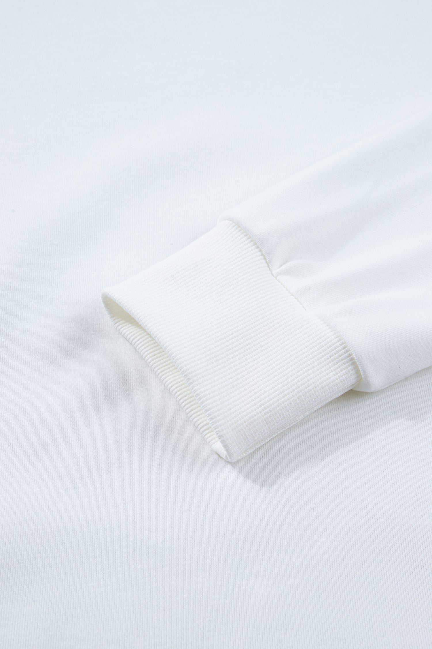 White Solid Color Dropped Shoulder Long Sleeve Top