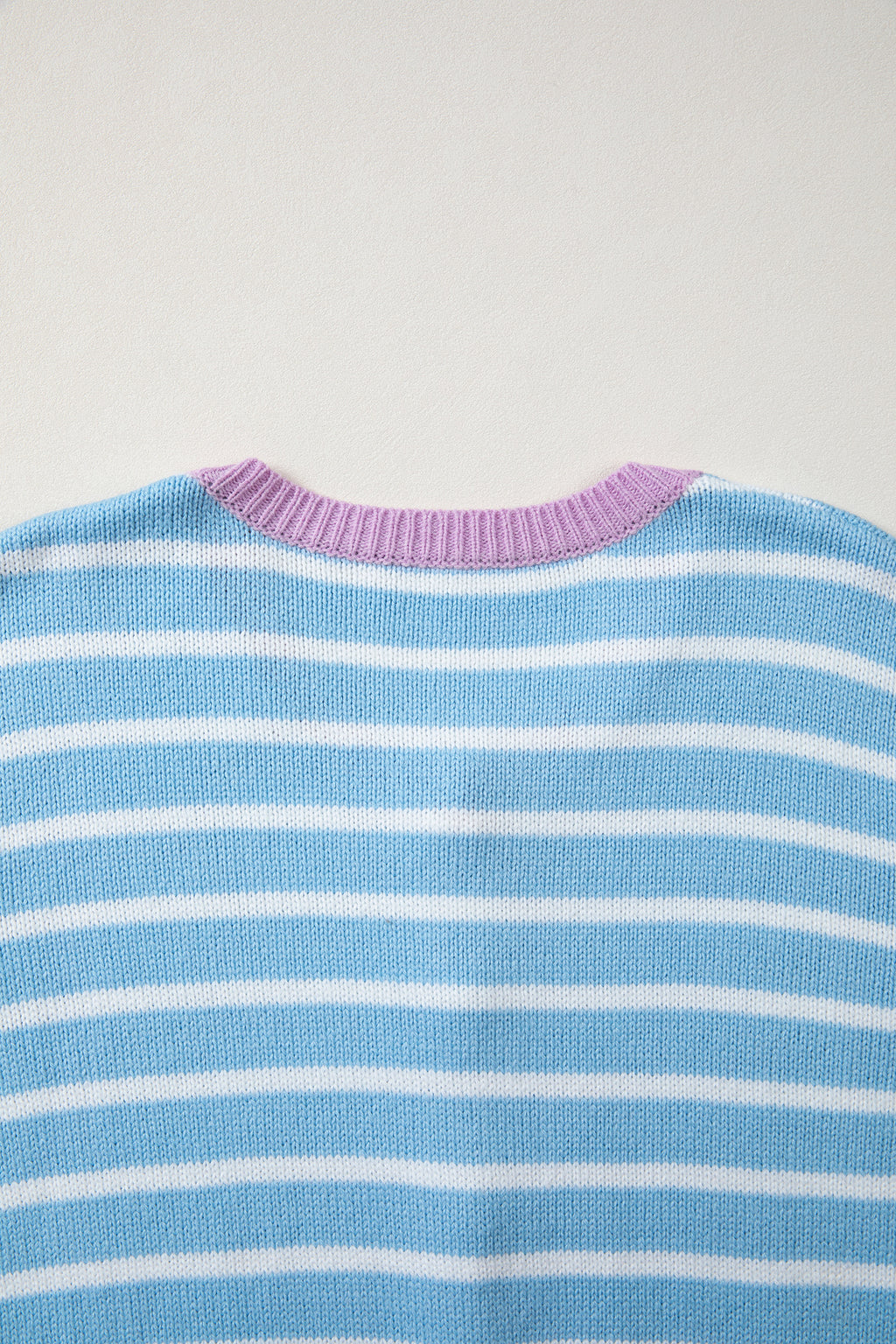 Sky Blue Stripe Contrast Trim Button Down Casual Sweater Cardigan