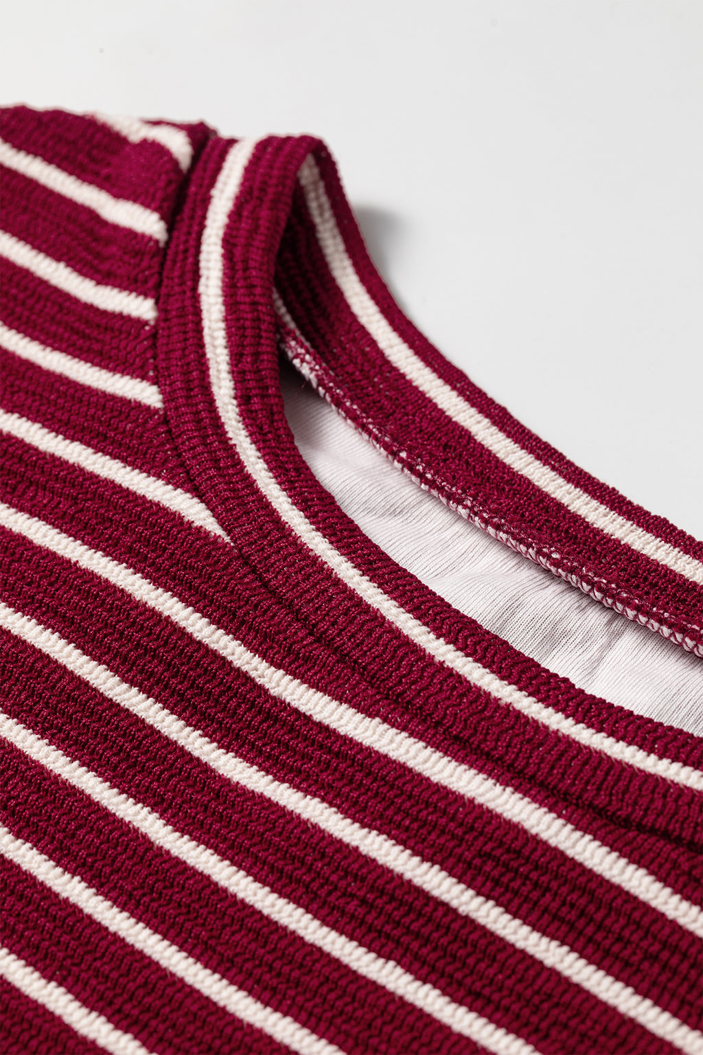 Red Stripe Drop Shoulder Long Sleeve Top