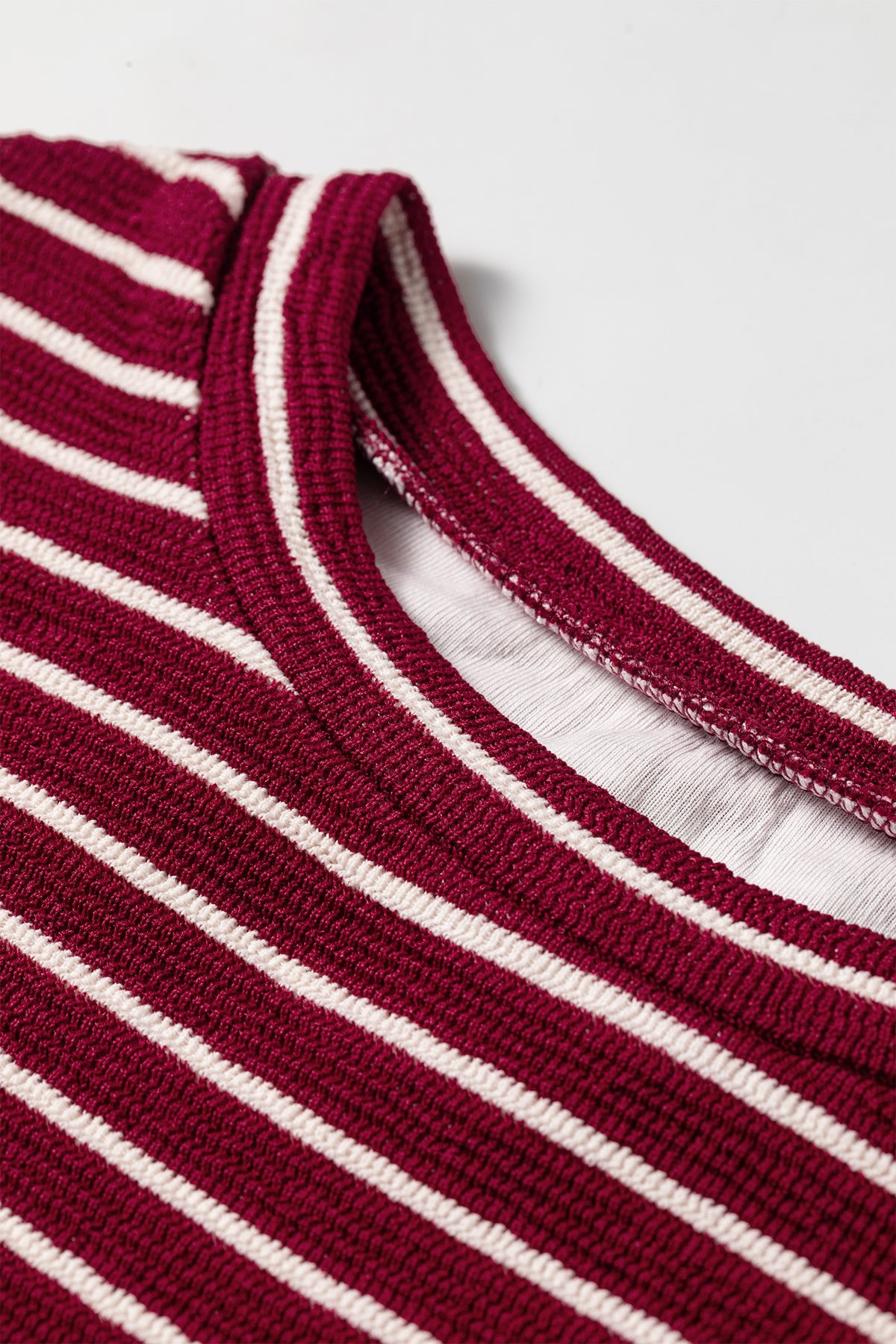 Red Stripe Drop Shoulder Long Sleeve Top