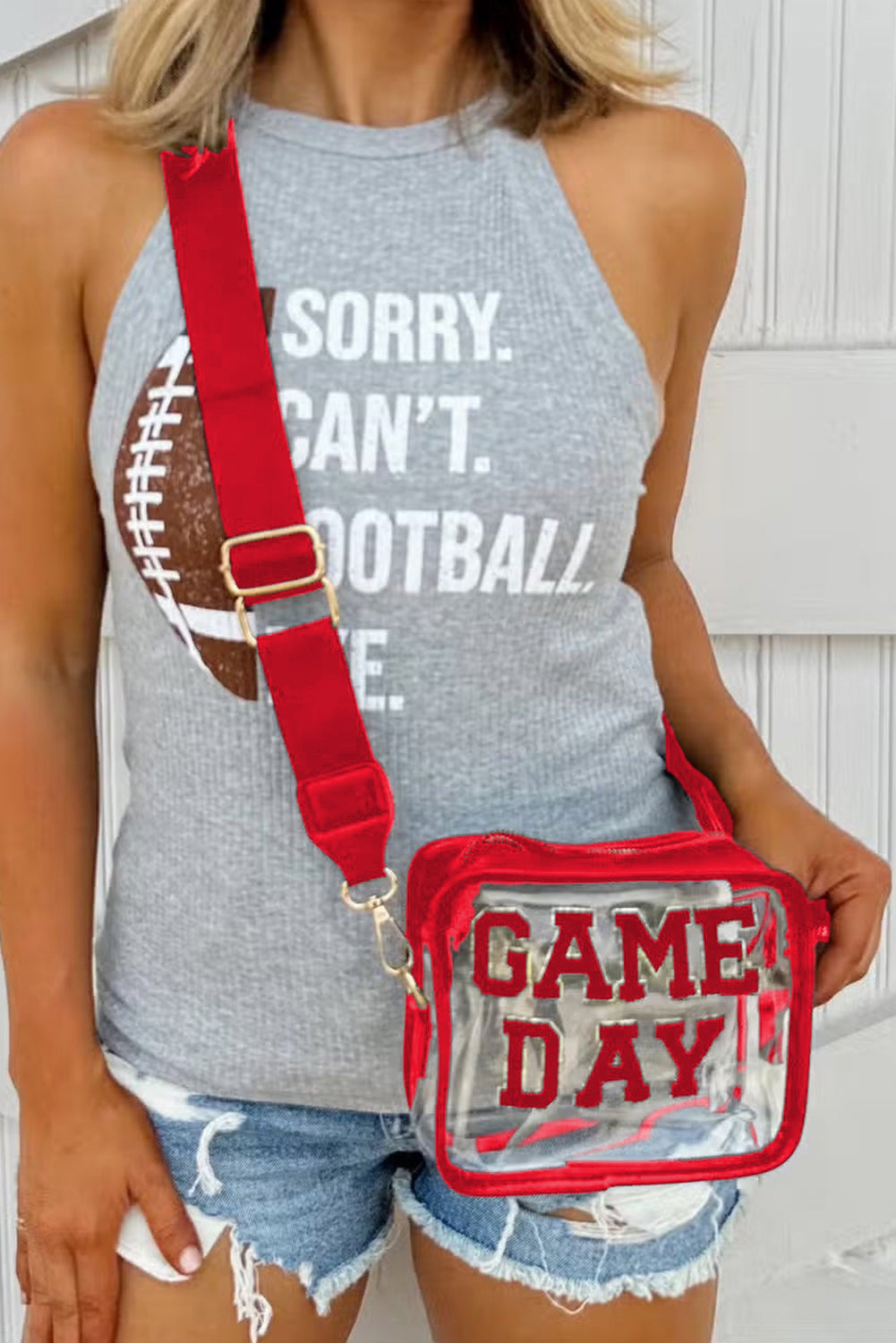 Fiery Red Clear PVC GAME DAY Summer Fashion Single Shoulder Bag