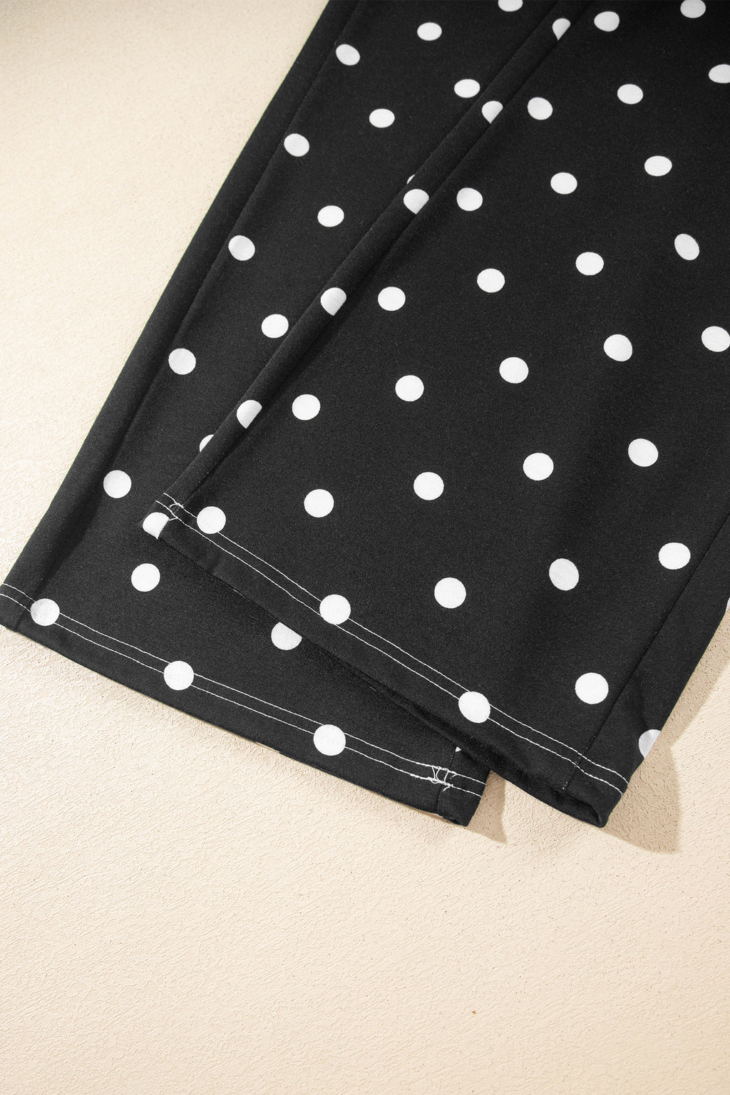 Black Polka Dot Half Sleeve Loose Top Elastic Waist Casual Pants Set