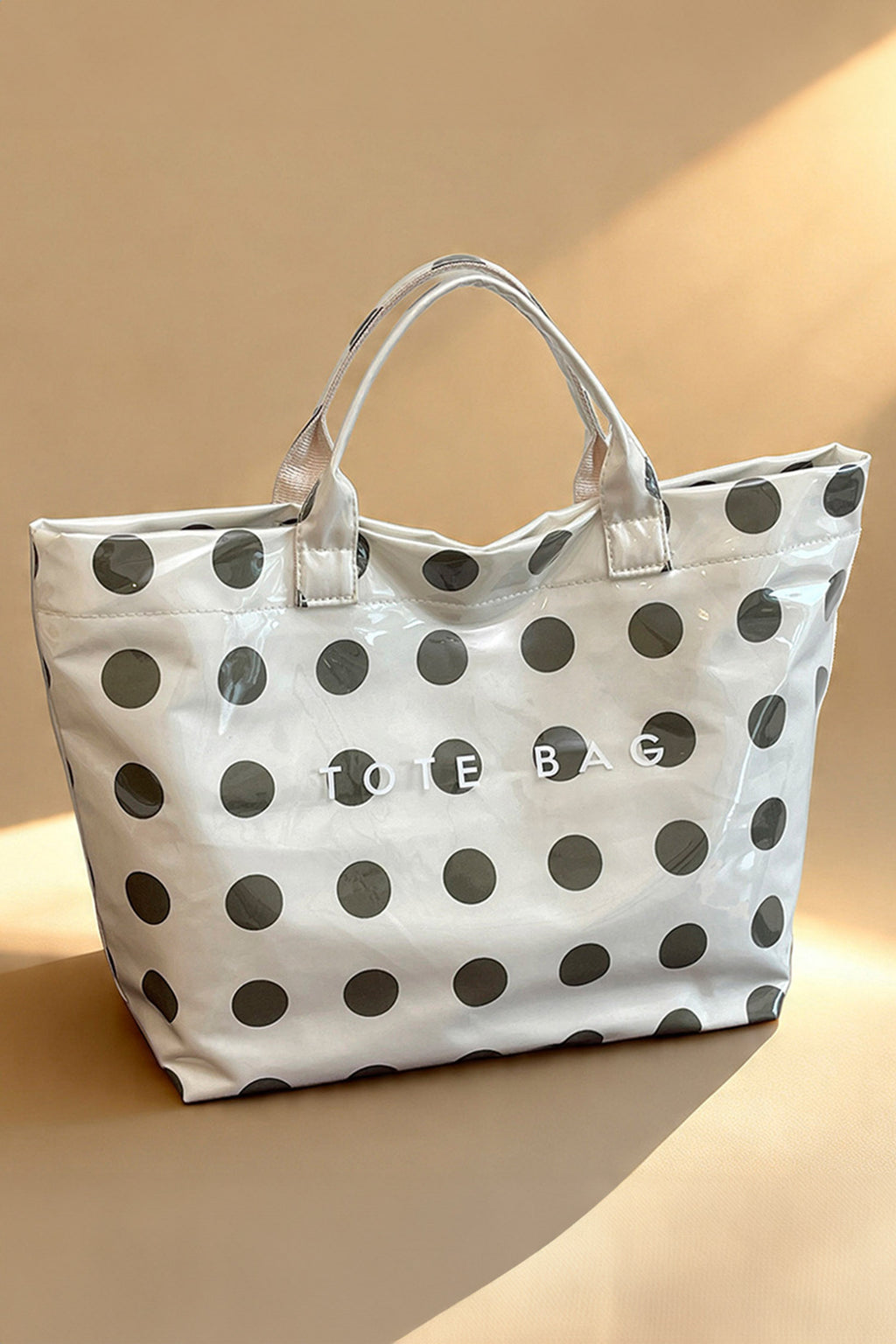 Color black Polka Dot Durable Waterproof PVC Tote Bag