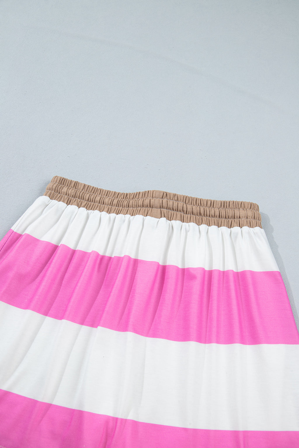 Rose Stripe Colorblock Trim Polo Tee Drawstring Mini Skirt 2pcs Set