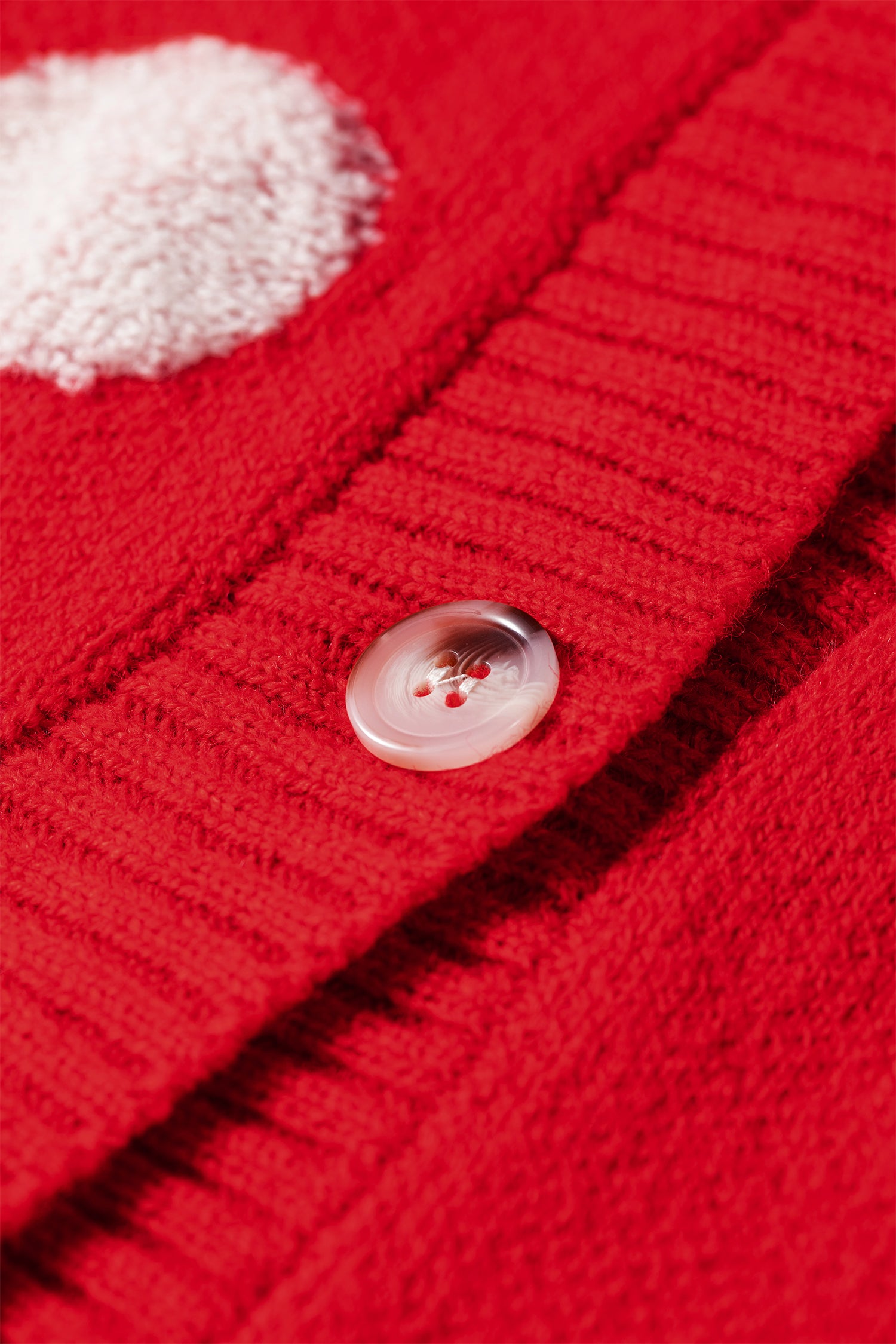 Red Polka Dot Button Front Oversized V Neck Cardigan