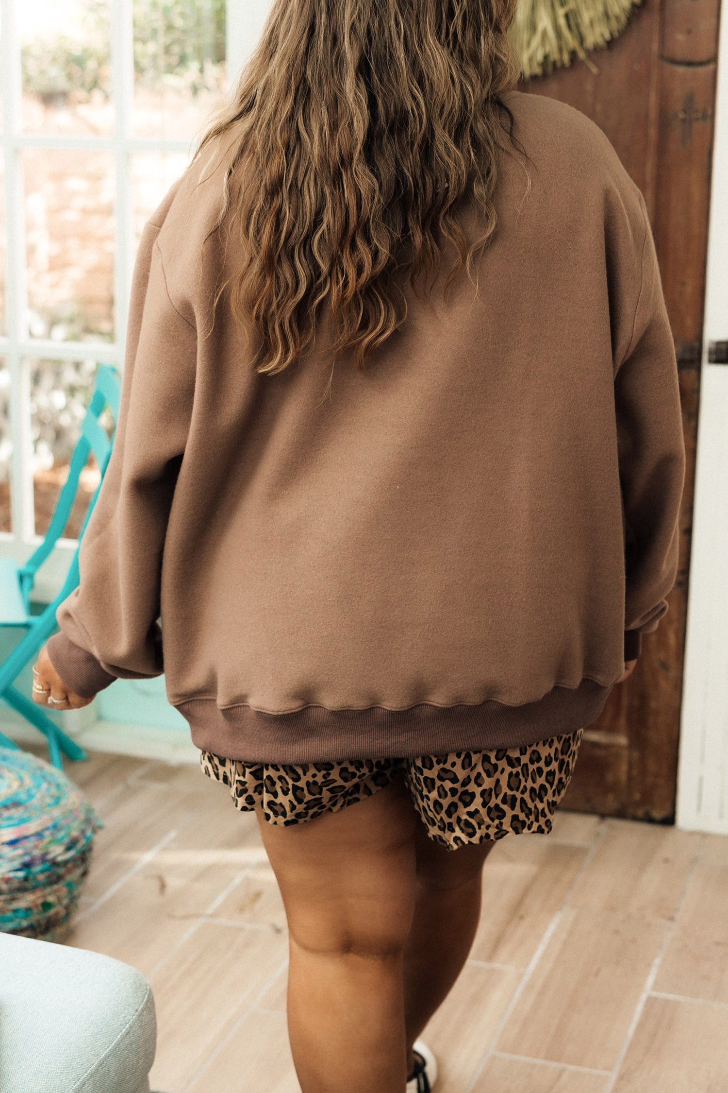 Coffee Letter Print Oversized Loose Fit Long Sleeve Plus Size Sweatshirt