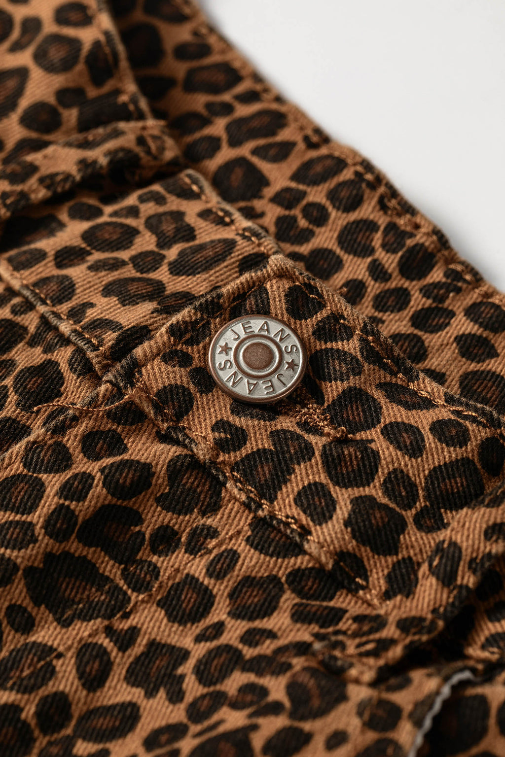 Brown Leopard Print Ruffled Hem Shift Jeans