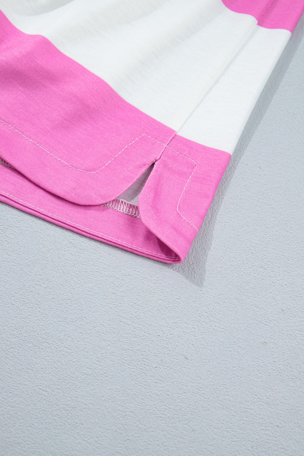 Rose Stripe Colorblock Trim Polo Tee Drawstring Mini Skirt 2pcs Set