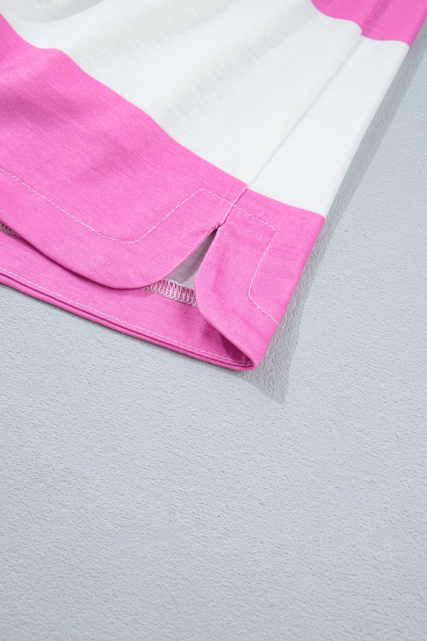 Rose Stripe Colorblock Trim Polo Tee Drawstring Mini Skirt 2pcs Set