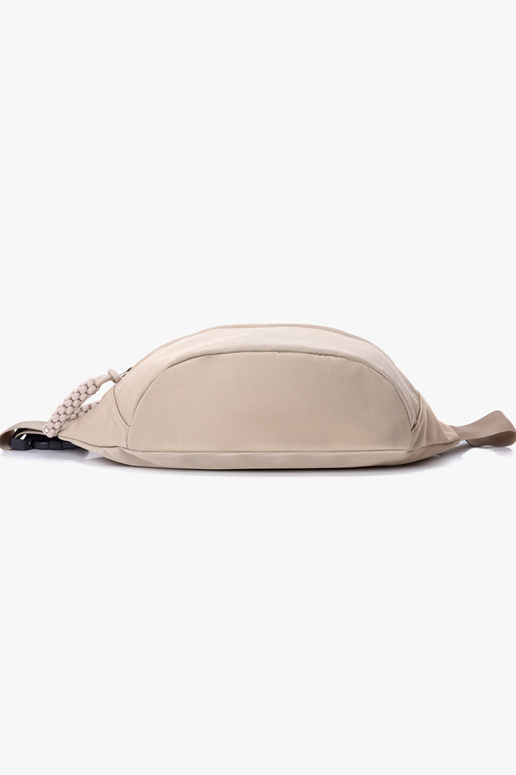 Gray Solid Color Braided Pull-tab Zip Crossbody Bag
