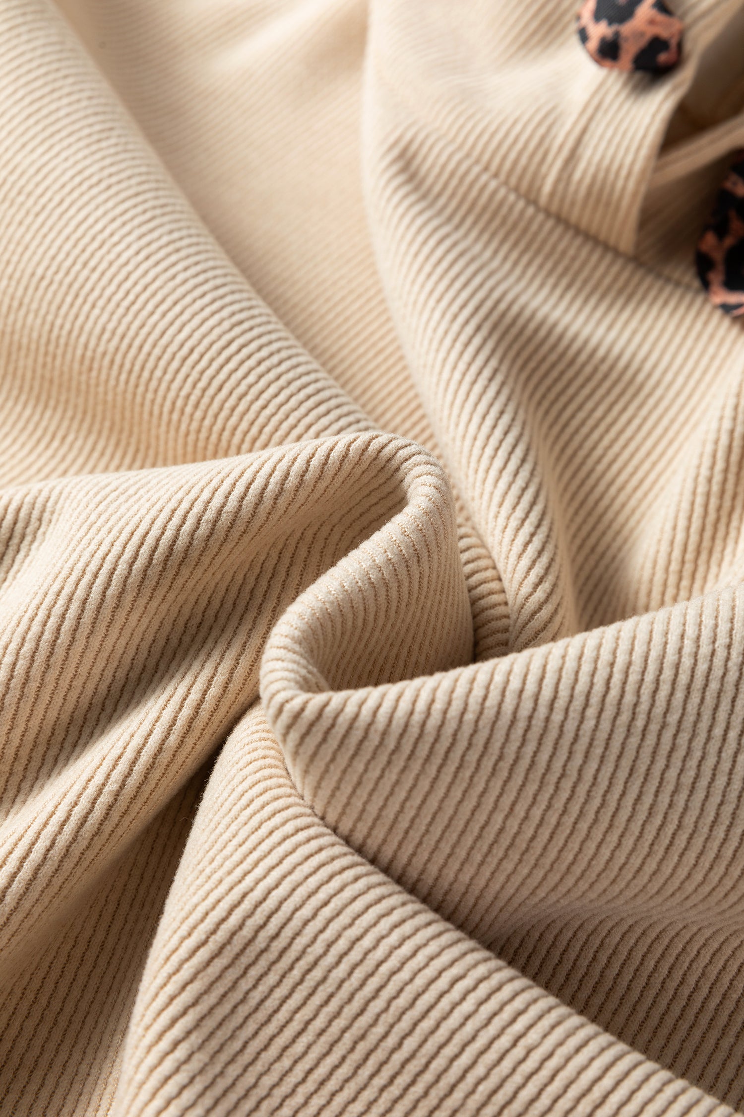 Parchment Thermal Textured Leopard Drawstring Baggy Hoodie