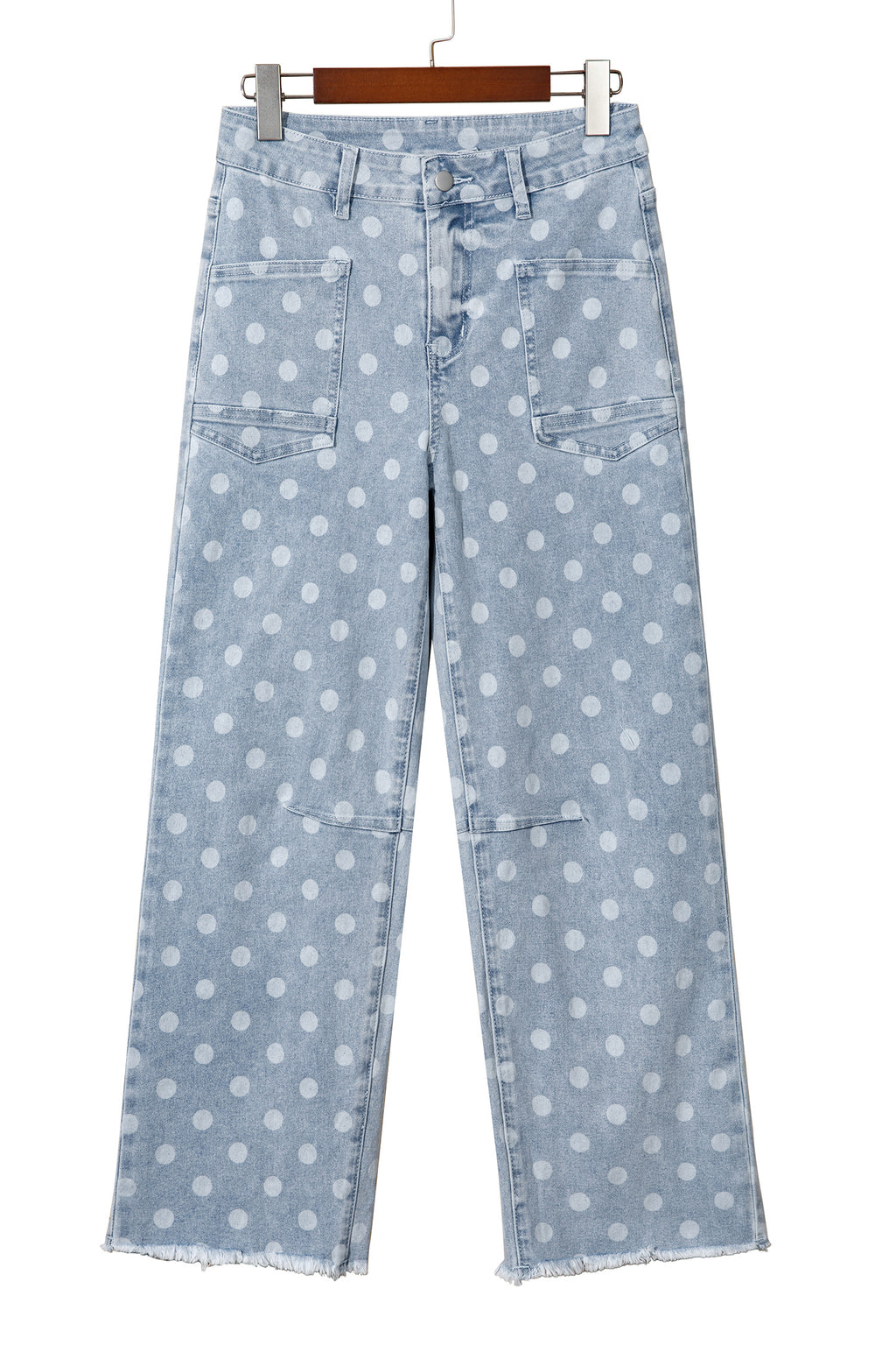Pink Polka Dot Casual Slim Fit Jeans