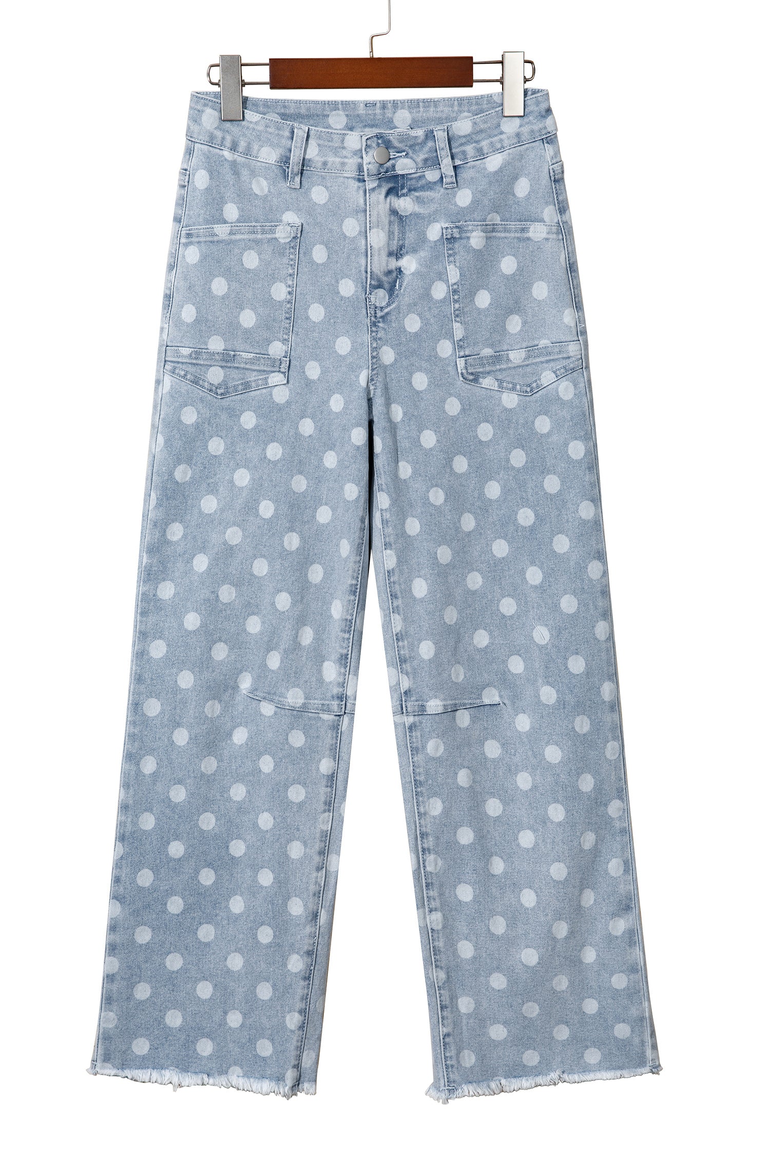 Pink Polka Dot Casual Slim Fit Jeans