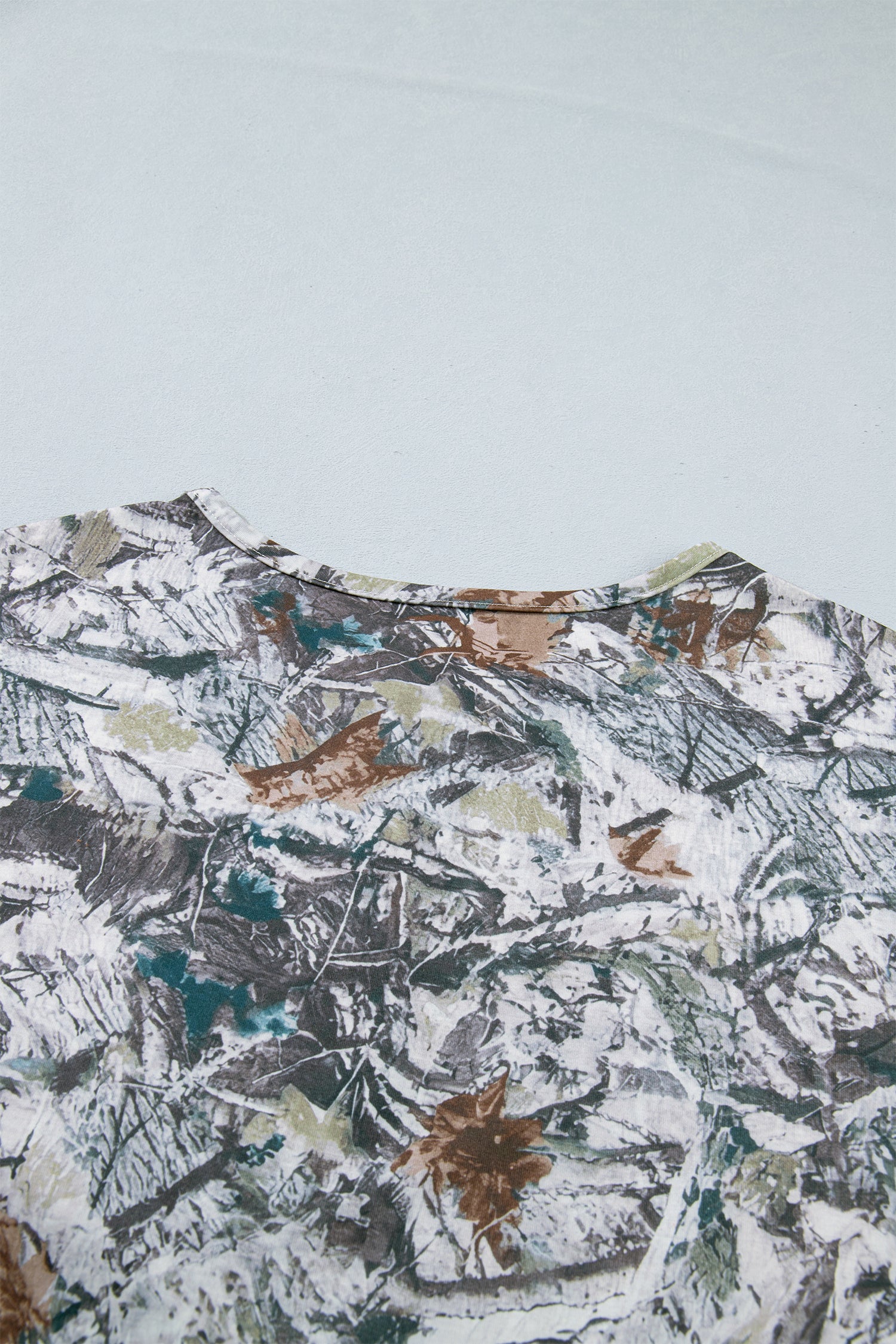 Gray Abstract Woodland Print Tunic Henley T Shirt