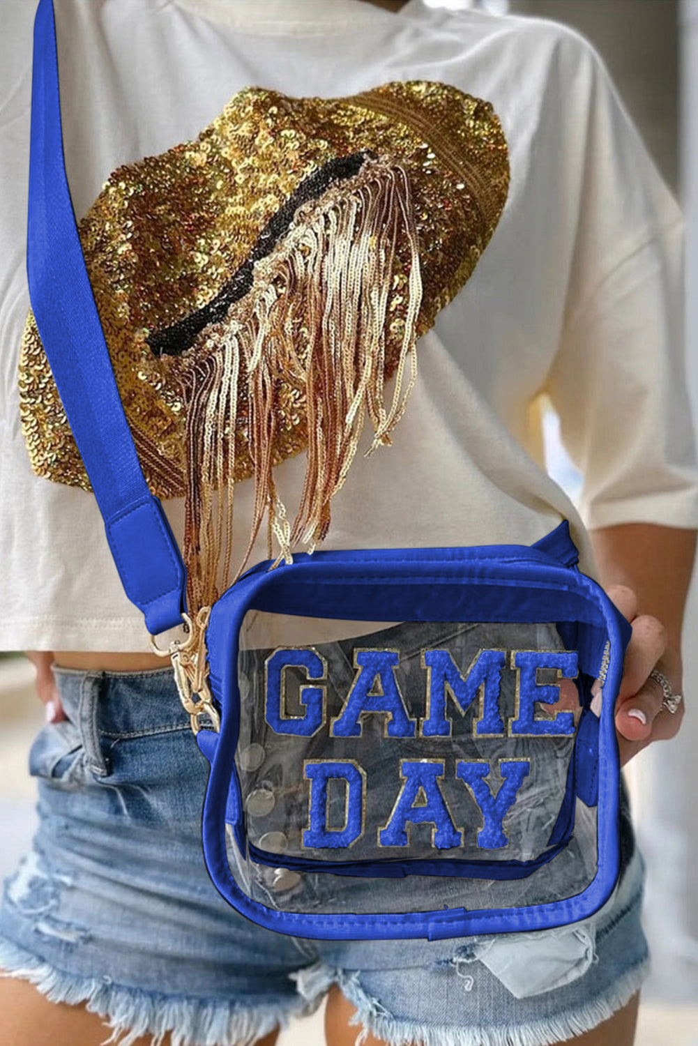 Fiery Red Clear PVC GAME DAY Summer Fashion Single Shoulder Bag