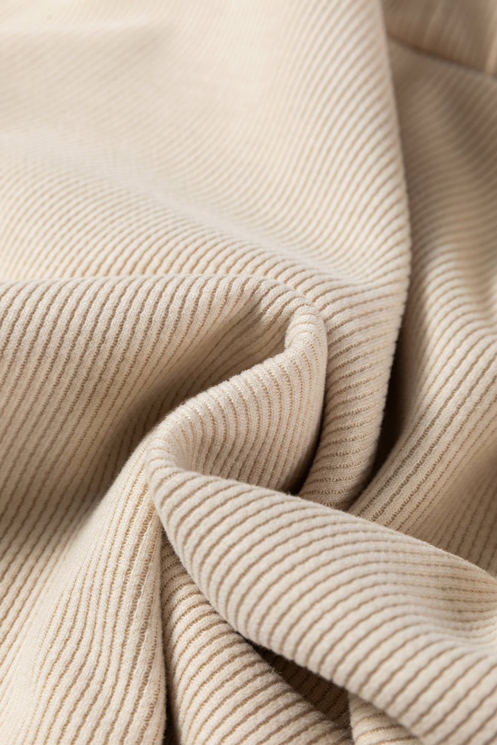 Rose Tan Lace Drawstring Pullover Hoodie and High Waist Pants Corduroy Suit
