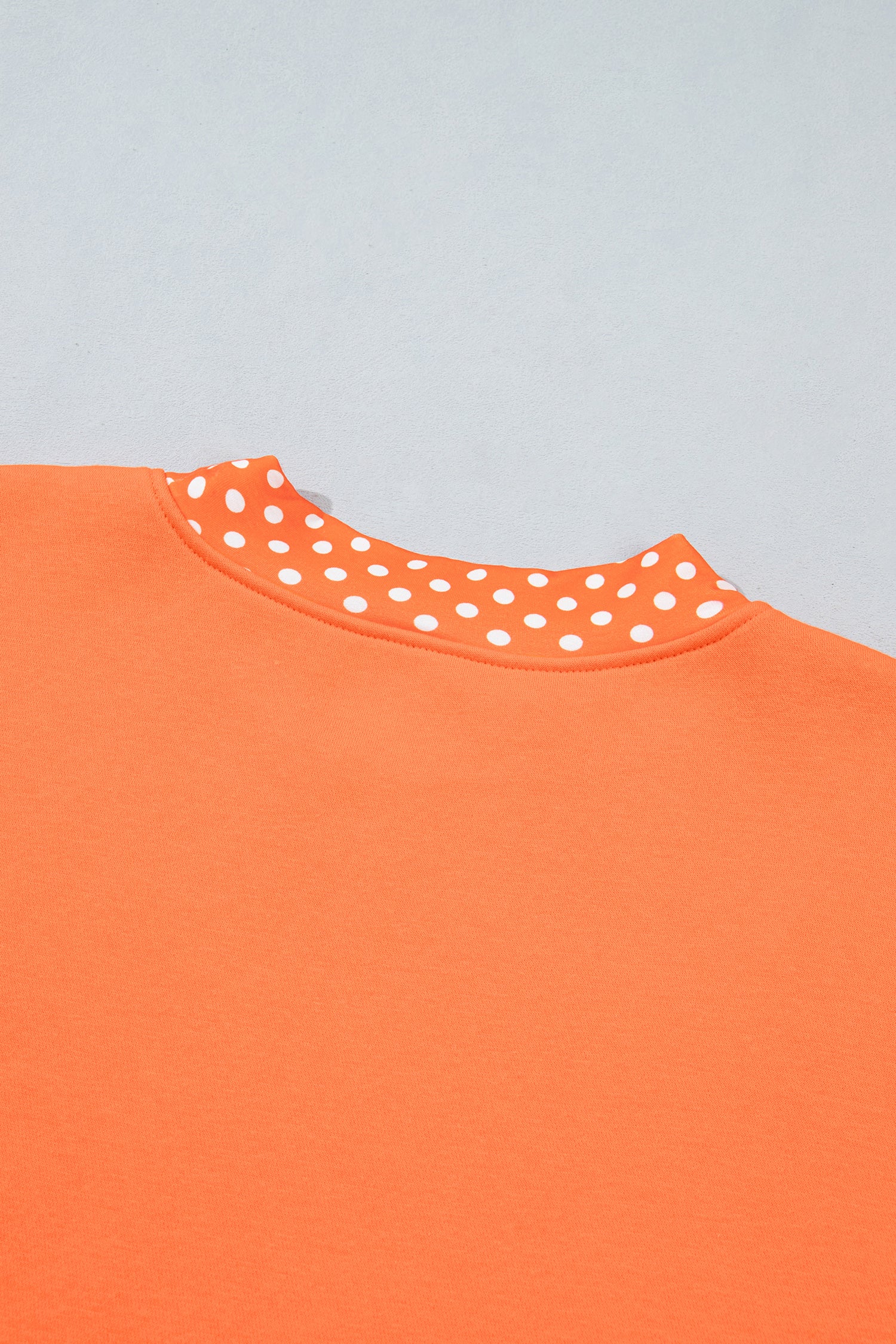 Fiery Red Colorblock Polka Dot Contrast Trim Oversized Sweatshirt