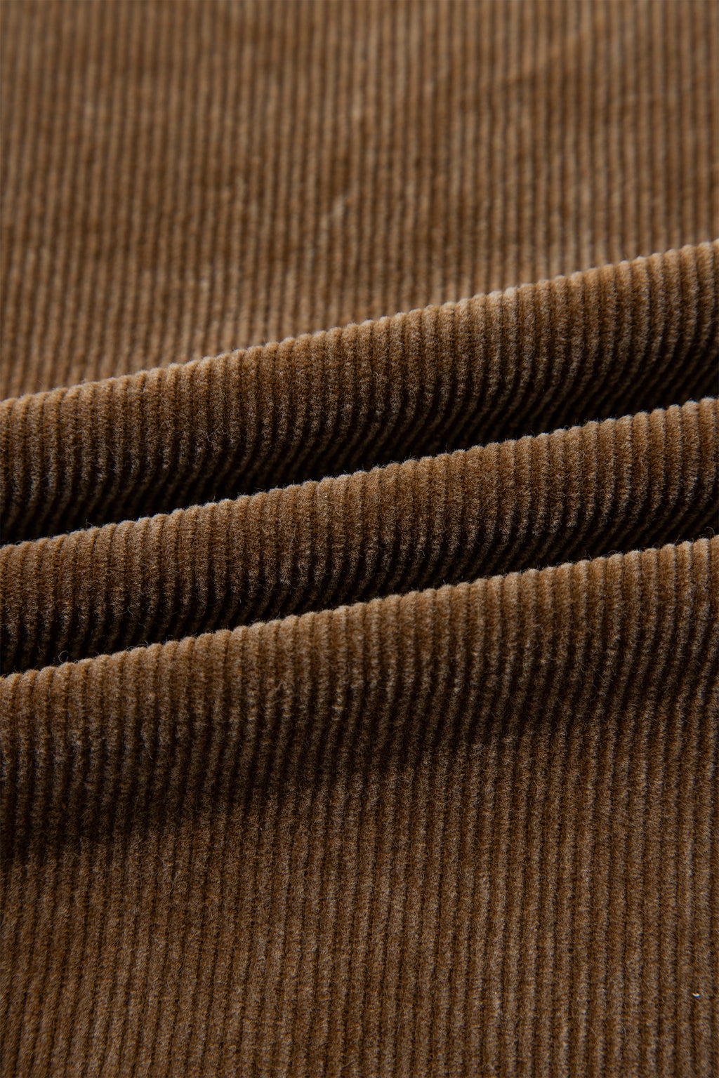 Camel Straight Leg Corduroy Metal Button Zip-up Pants