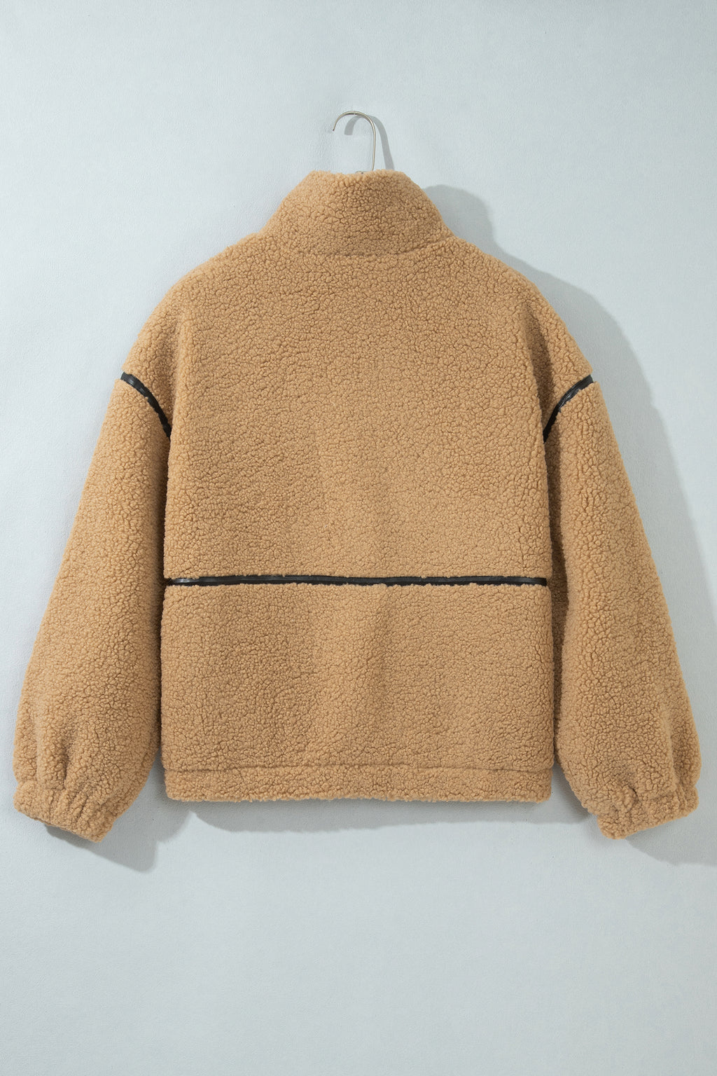 Parchment Drop Shoulder Collar Long Sleeve Fleece Regular Fit Jacket