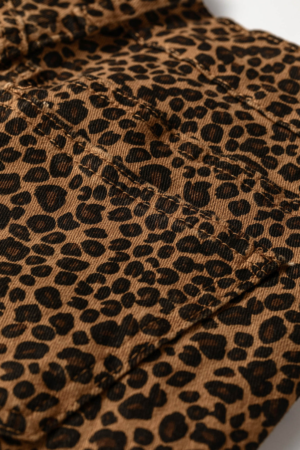 Brown Leopard Print Ruffled Hem Shift Jeans