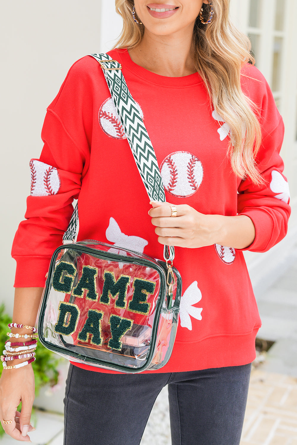 Blackish Green Game Day Clear PVC PU Material 23x15cm Single Shoulder Bag