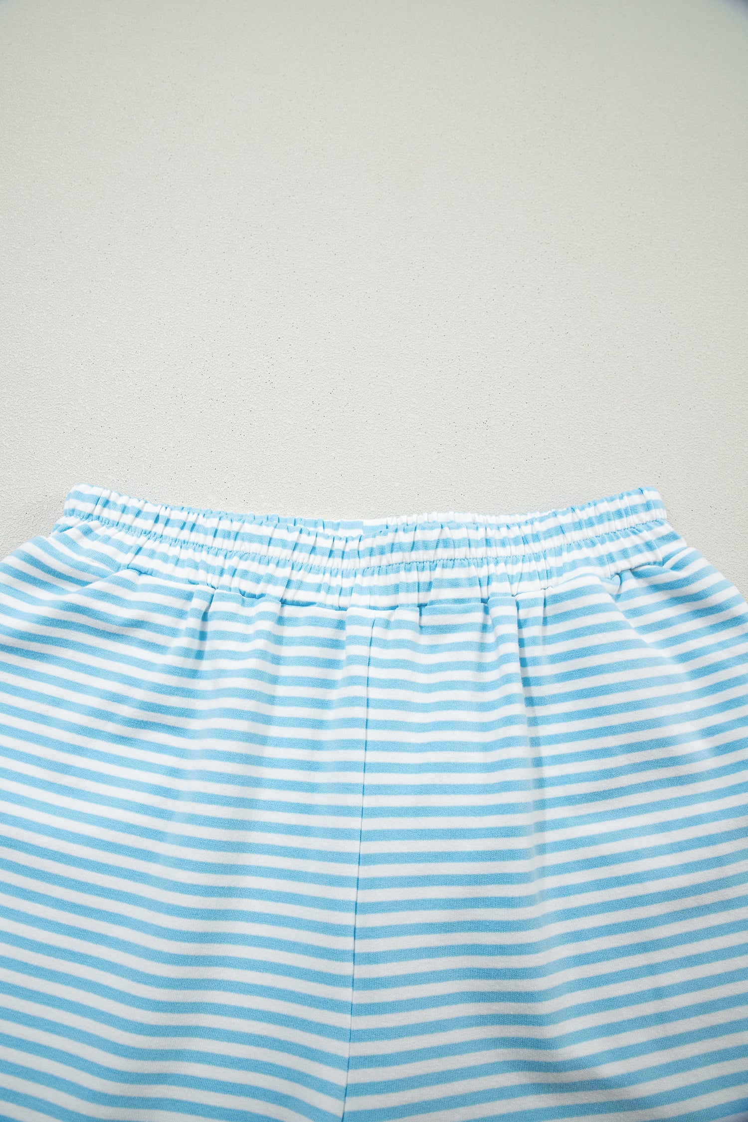 Sky Blue Stripe Oversize Mock Neck Sweatshirt and Shorts Set