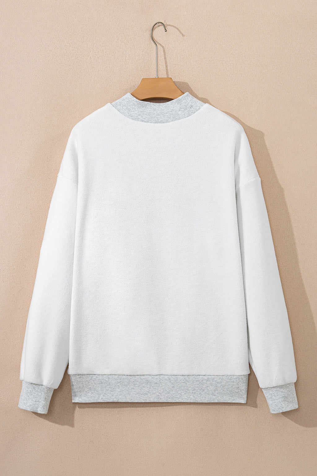 Light Grey Sequin Bow Pumpkin Patch Color Block High Neck Sweatshirt