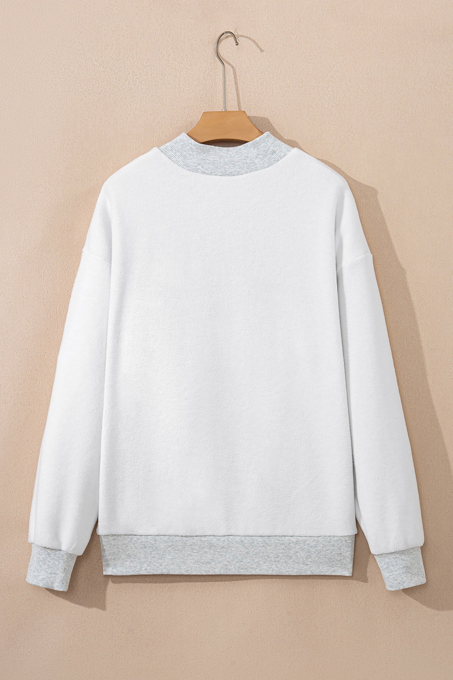 Light Grey Sequin Bow Pumpkin Patch Color Block High Neck Sweatshirt