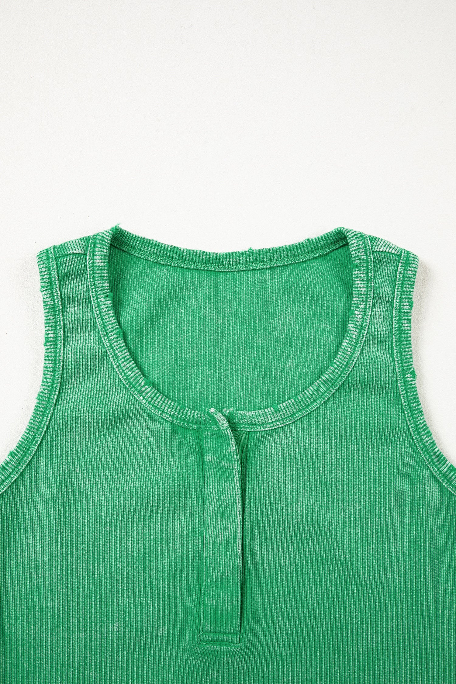 Bright Green Vintage Distressed Ribbed Mineral Wash Tank Top