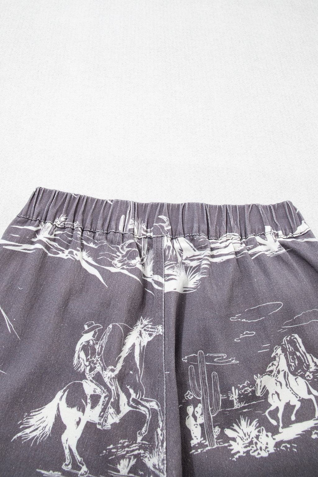 Gray Wild West Riding Vintage Printed Shift Jeans