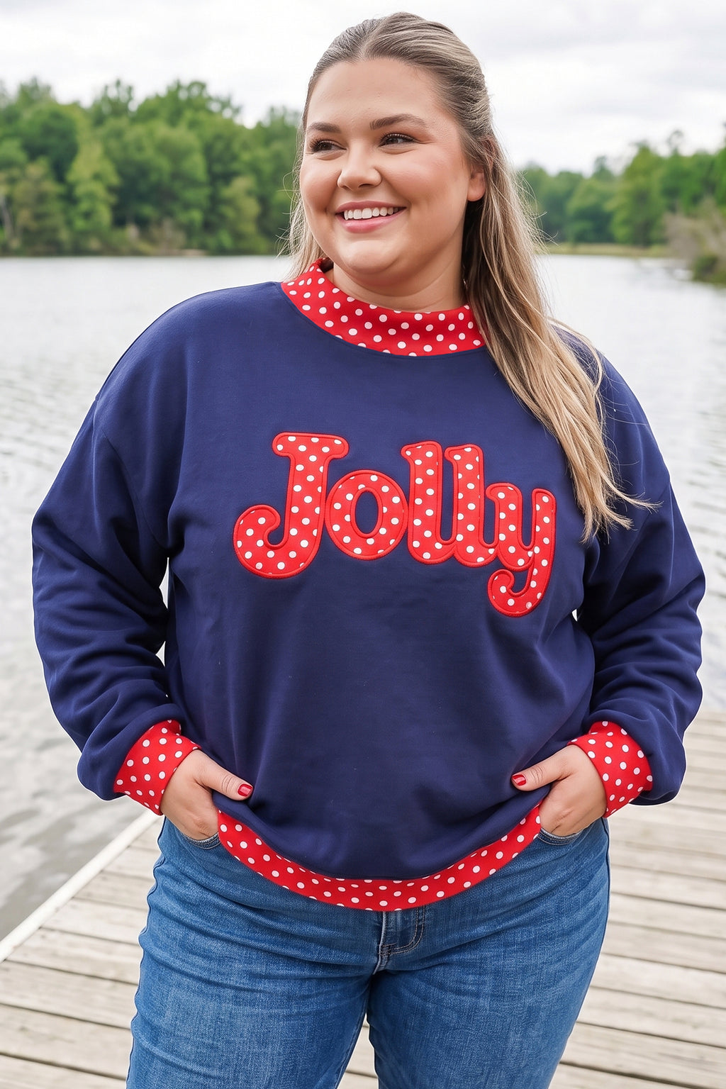 Tomato Red Casual Polka Dot Patchwork Letter Graphic Plus Size Sweatshirt