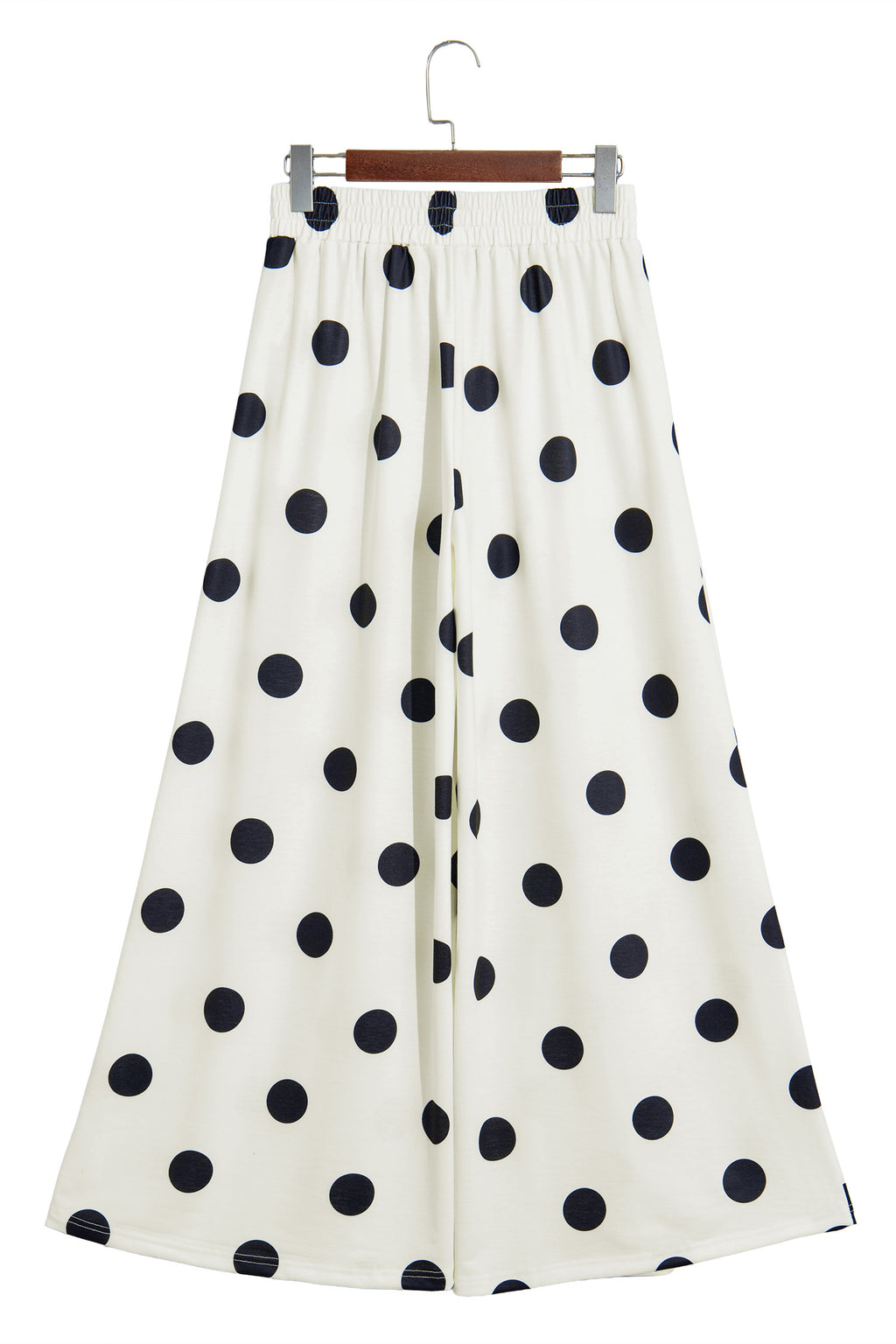Sky Blue Polka Dot Wide Leg Elastic Waist Casual Pants