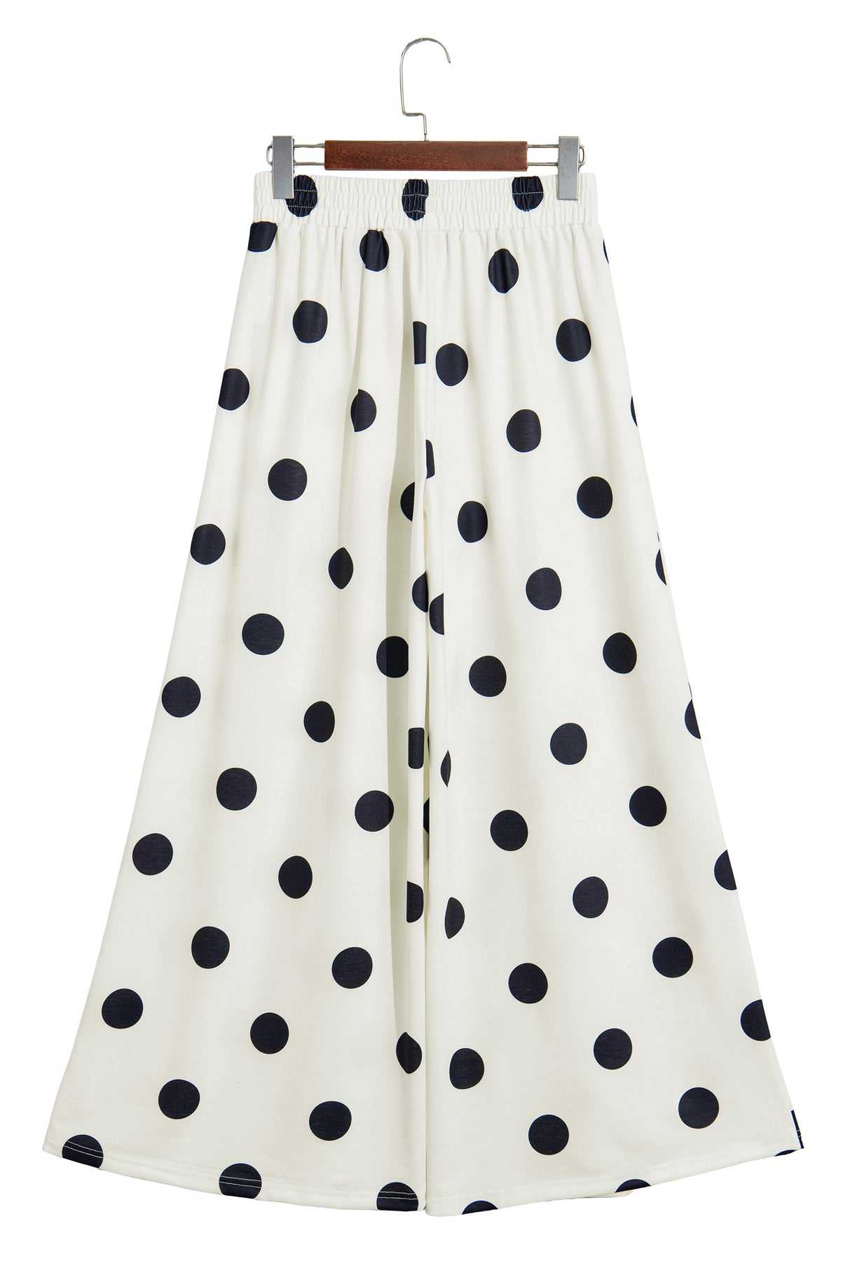 Sky Blue Polka Dot Wide Leg Elastic Waist Casual Pants