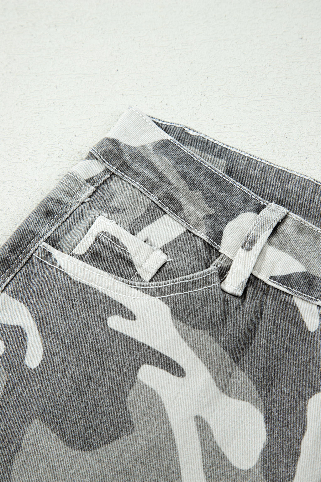 Green Camo Pattern Cotton Denim Shift Jeans
