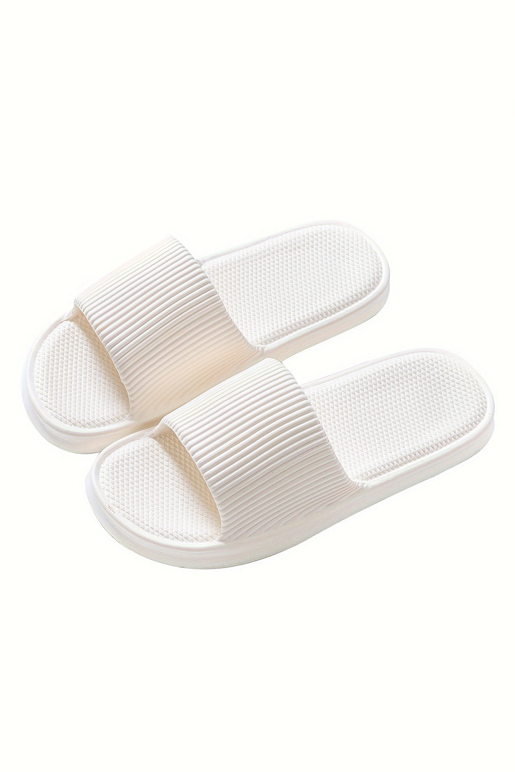 White Textured Thick Sole Soft EVA Home Slippers