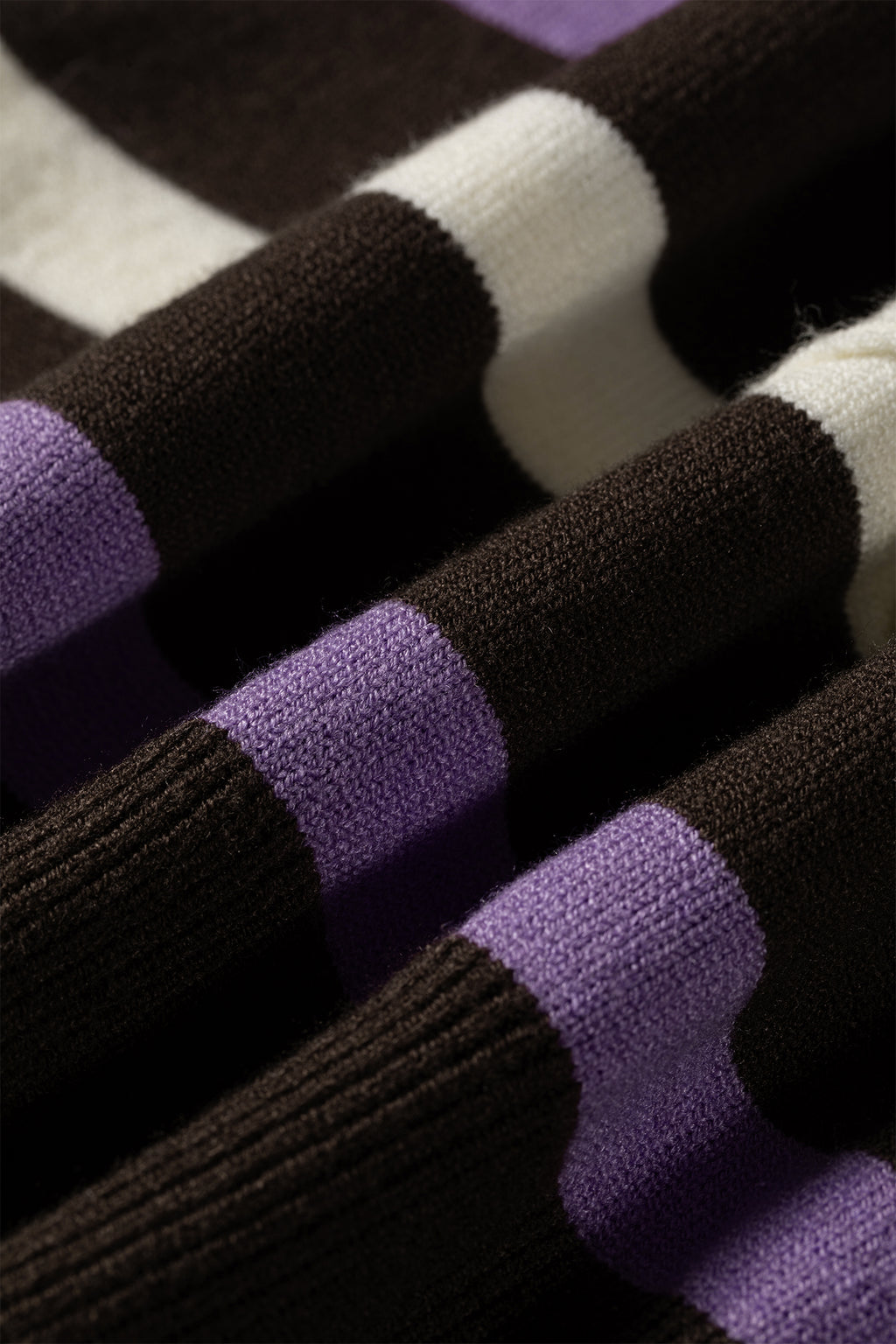 Brown Stripe Embroidered Detail Drop Shoulder Pullover Sweater