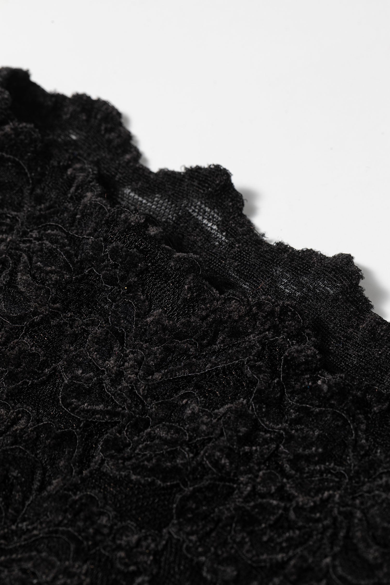 Black Elegant Stand Neck Lace Long Sleeve Top