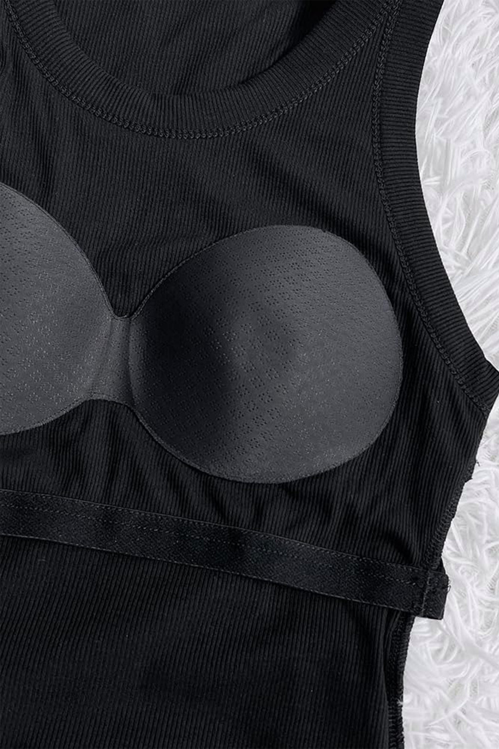 Four Leaf Clover Slim Ribbed Padded Tank Top